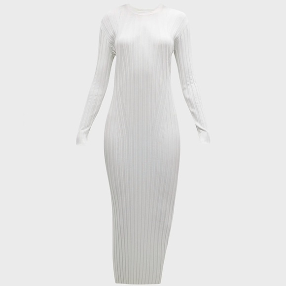 FRAME Ribbed Midi Sweater Dress in off-white - Picture 2 of 7